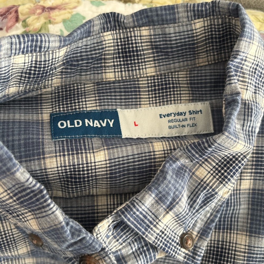 Old navy blue plaid shirt